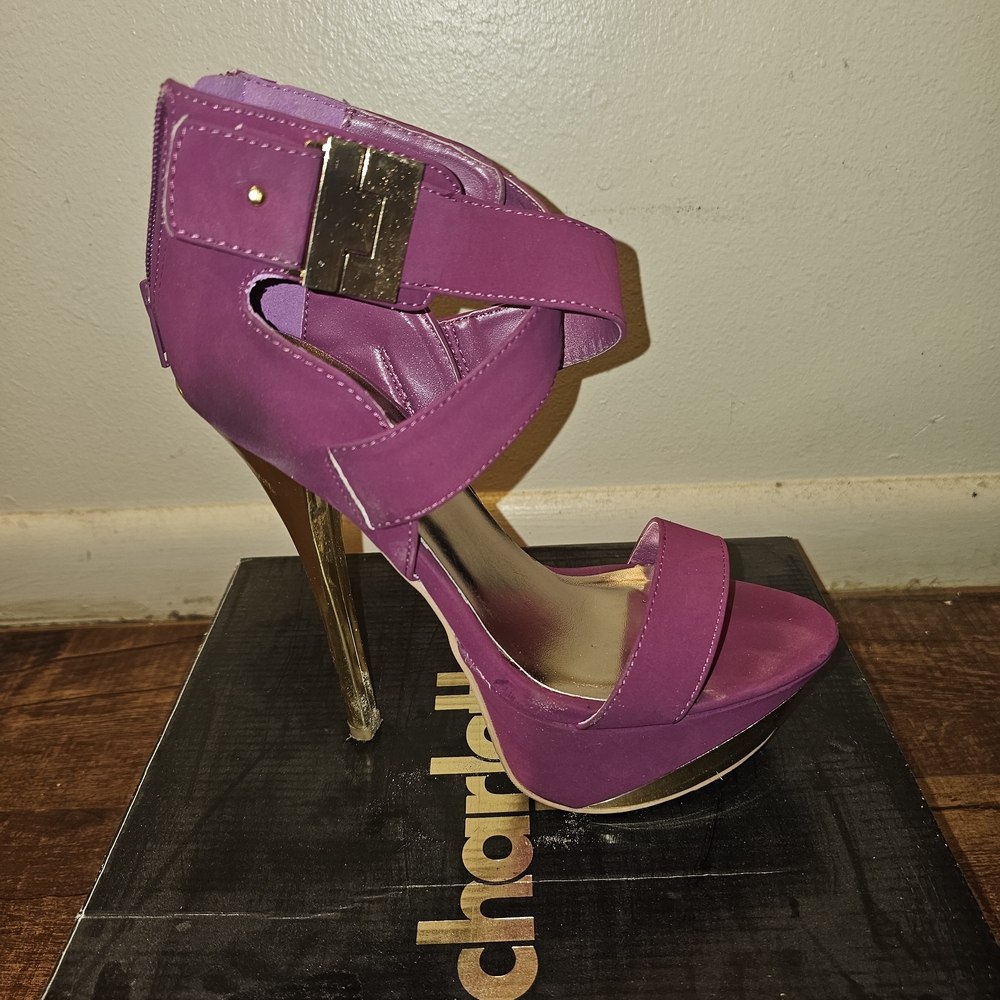Charlotte Russe Magenta Heels with Gold Accents